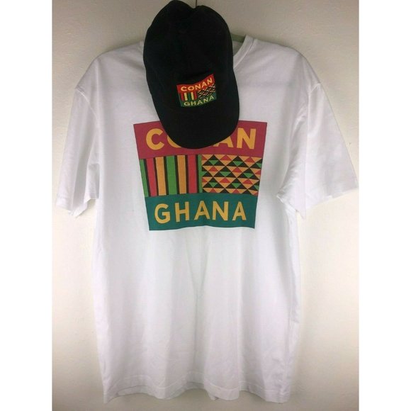 RARE Conan Without Borders Ghana T Shirt/Hat Set - Conan O'Brien - Picture 1 of 6